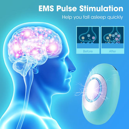 Winter Sleep Aid Bundle - Black Handheld EMS Pulse Device with 15 Levels and Black Imitation Silk Eye Mask for Relaxation, Travel, and Night Rest