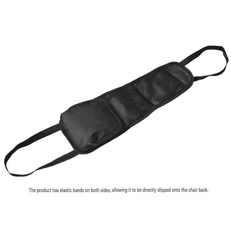 Black Universal Car Seat Side Storage Organizer - Oxford Cloth Mesh Hanging Bag with Zipper Pocket for Phone and Essentials, Slim Fit Auto Interior Tidy