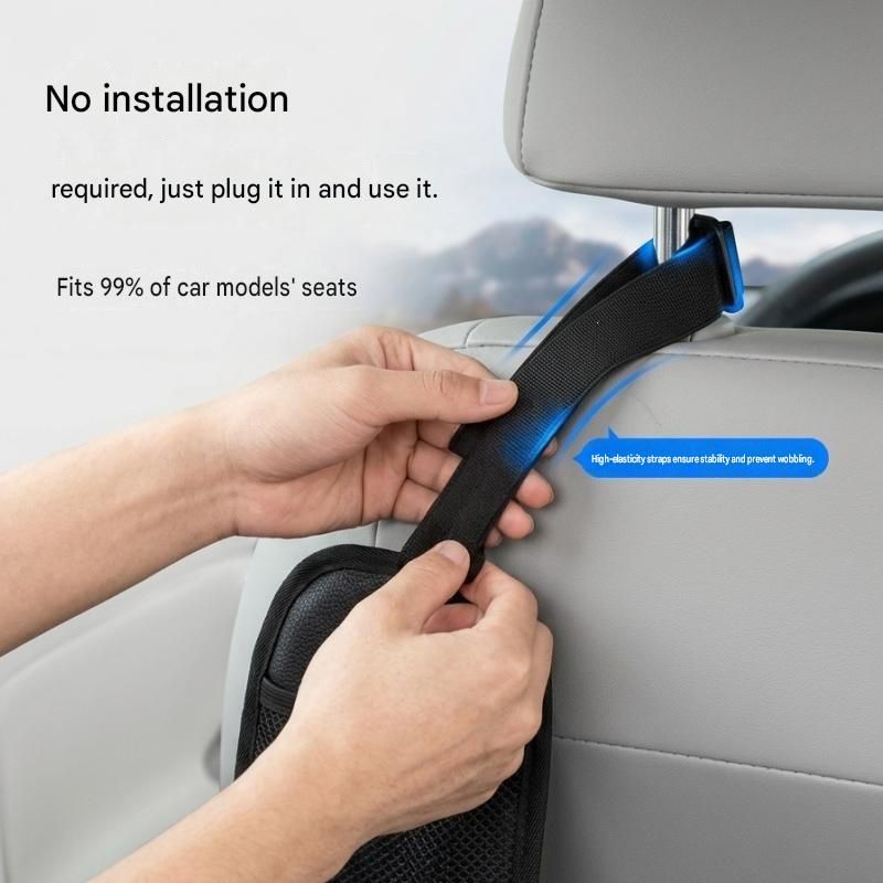 Black Universal Car Seat Side Storage Organizer - Oxford Cloth Mesh Hanging Bag with Zipper Pocket for Phone and Essentials, Slim Fit Auto Interior Tidy
