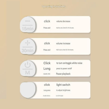 White Rechargeable White Noise Sleep Aid Night Light - 10 Soothing Nature Sounds, Dimmable RGB Mood Lighting, Timer Function for Baby Nursing and Adult Relaxation