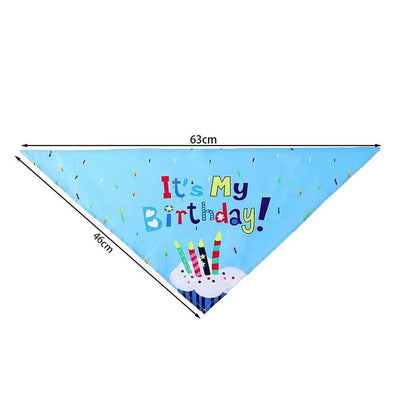 Blue Dog Birthday Party Decoration Set - Puppy Themed Banner, Adjustable Party Hat, Sequin Bow Tie and Bandana Scarf for Pet Celebration