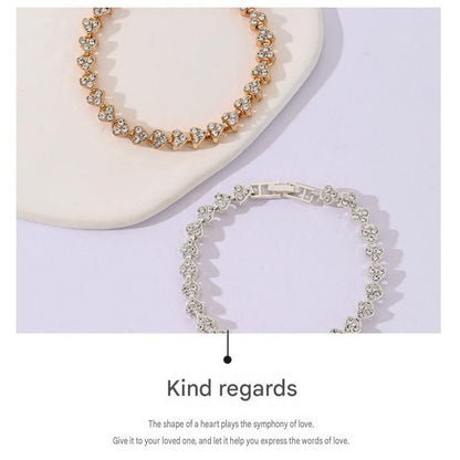 3 pieces Exquisite jewelry gift set -2piece Rhinestone Heart Link Bracelet Gold and rose gold and Nativity Scene Glass Pendant Necklace Set - Alloy and Zinc Alloy Construction, 19cm Bracelet with Sparkling Crystals, Oval Religious Pendant on Chain, Christ