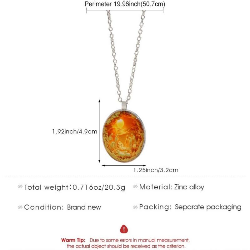 3 pieces Exquisite jewelry gift set -2piece Rhinestone Heart Link Bracelet Gold and rose gold and Nativity Scene Glass Pendant Necklace Set - Alloy and Zinc Alloy Construction, 19cm Bracelet with Sparkling Crystals, Oval Religious Pendant on Chain, Christ