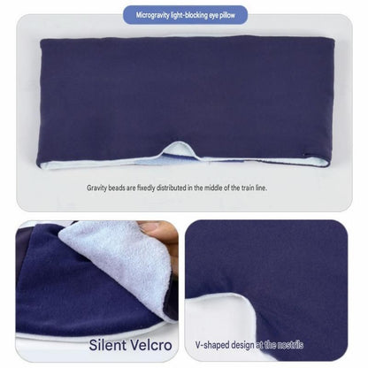 Blue Weighted Sleep Mask - Double-Sided Cooling and Warm Fabric, Micro-Bead Pressure Design, 72cm Adjustable Wrap, Light Blocking Eye Cover for Travel and Home Use