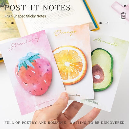 3 Packs Strawberry Design Fruit Shaped Sticky Notes - Cute Memo Pads for Journaling Office School - Reusable Adhesive Labels Gift Ready