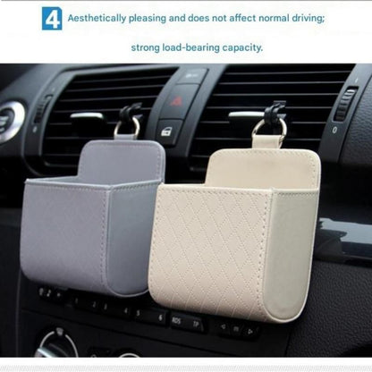 Universal Black Car Storage Set - PU Leather Air Vent Organizer and Hanging Cup Holder for Doors and Seats - Multi-Purpose Interior Tidy for Commute and Travel