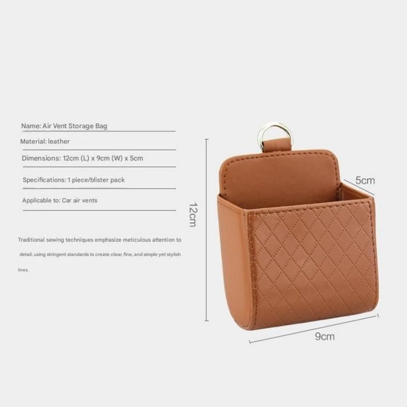 Universal Black Car Storage Set - PU Leather Air Vent Organizer and Hanging Cup Holder for Doors and Seats - Multi-Purpose Interior Tidy for Commute and Travel