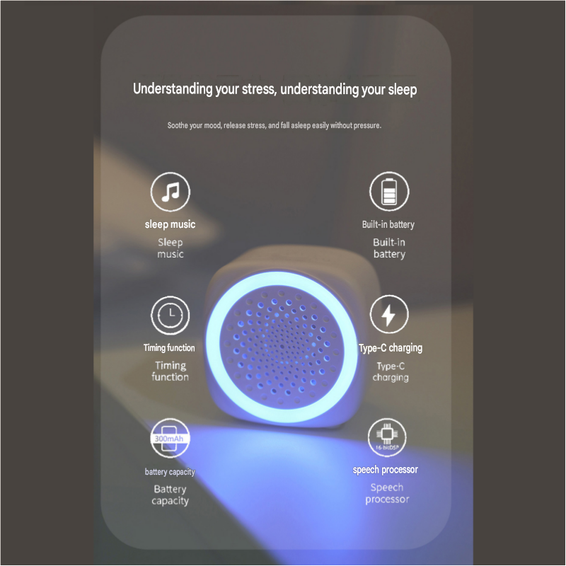 Lightweight and portable White Noise Sleep Machine with Night Light - 26 Soothing Sounds, 7-Color LED, Timer & USB-C Charging for Adults