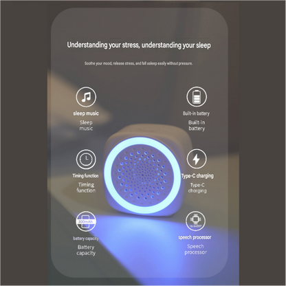 Lightweight and portable White Noise Sleep Machine with Night Light - 26 Soothing Sounds, 7-Color LED, Timer & USB-C Charging for Adults