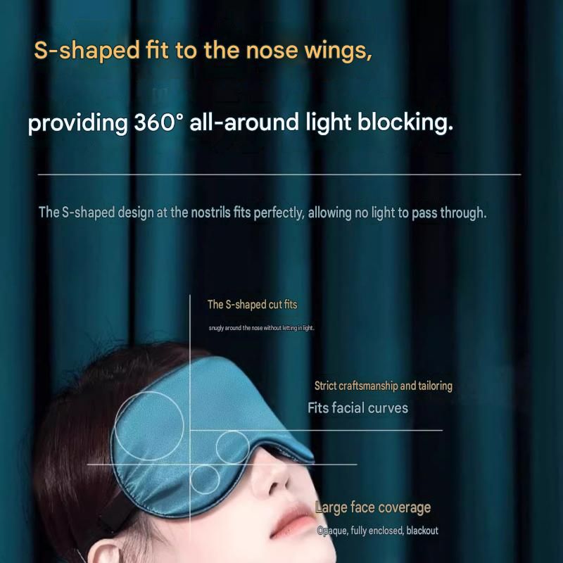 Blue Spandex Sleep Eye Mask - 360 Degree Blackout, Zero Pressure Fit, Adjustable Strap, Includes Storage Bag and Earplugs for Travel and Napping