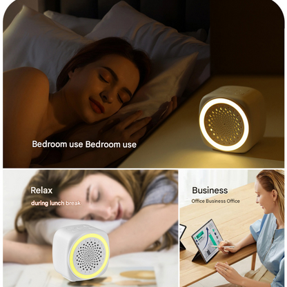 Soft Sleep Aid combination - White Noise Machine with 7-Colour Night Light and Grey Spandex Eye Mask, Portable Sound  and Complete shading environment for Better Rest