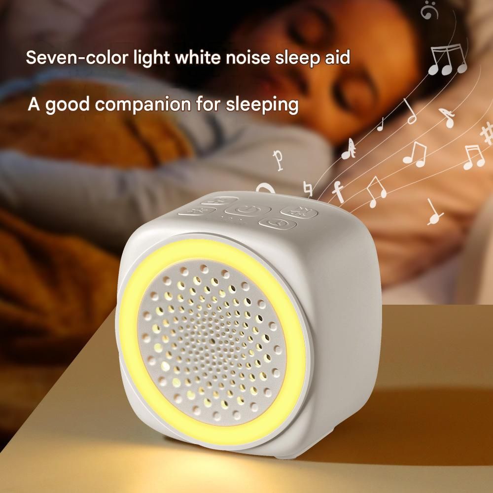 Soft Sleep Aid combination - White Noise Machine with 7-Colour Night Light and Pink Spandex Eye Mask, Portable Sound  and Complete shading environment for Better Rest