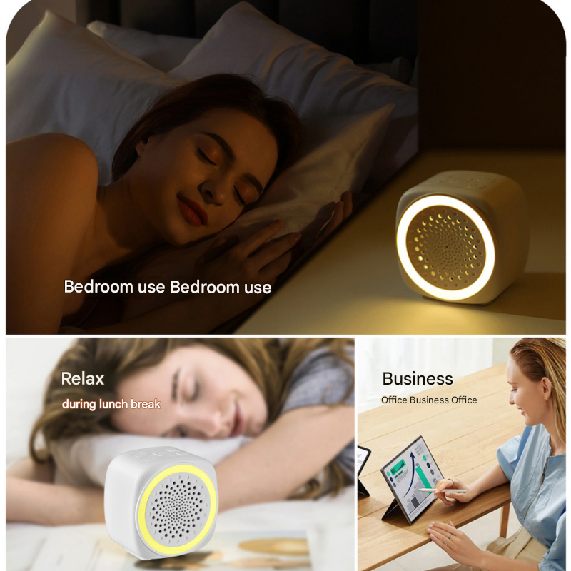 Soft Sleep Aid combination - White Noise Machine with 7-Colour Night Light and Pink Spandex Eye Mask, Portable Sound  and Complete shading environment for Better Rest