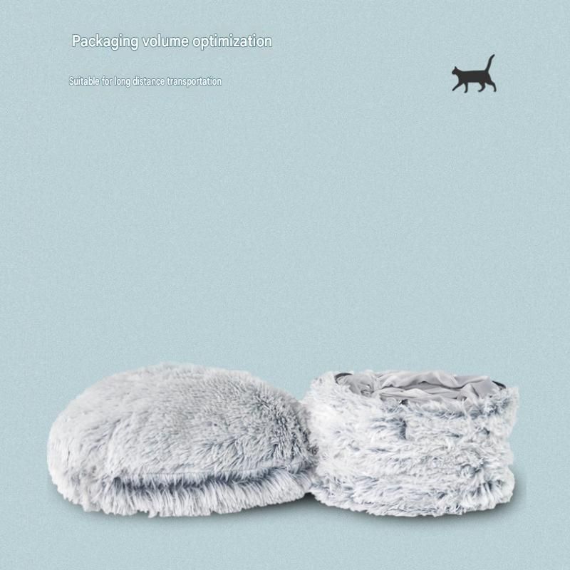 Grey Foldable Cat Tunnel Bed - Plush 2-in-1 Pet Nest with 26cm Wide Opening, Non-Slip Base and Hanging Toy for Indoor Cats