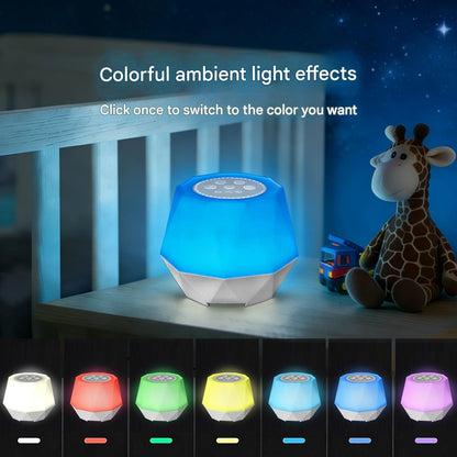 White Noise Sleep Aid Night Light - 7 Colour RGB Mood Lamp with Timer, Portable Bedside Table Lamp for Bedroom and Relaxation