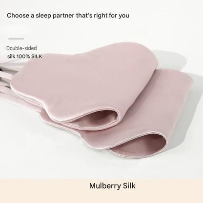 Blue Mulberry Silk Sleep Eye Mask - Cloud Shaped Blackout Blindfold with Adjustable Strap, Lightweight Travel and Nap Essential for Sensitive Skin