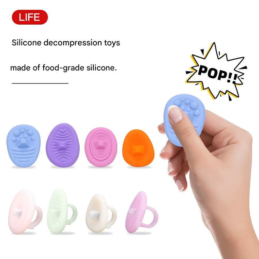 4 Piece Light-colored version Silicone Fidget Toys Set - Textured Sensory Stones for Stress Relief, Focus and Anxiety Support, Portable Desk and Fidget Essential