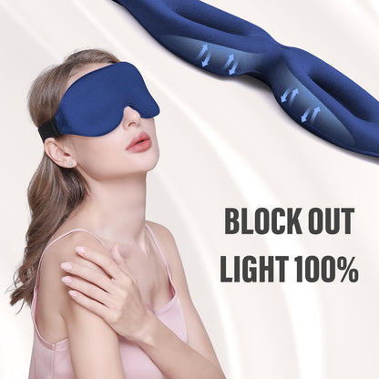 Grey 3D Contoured Sleep Eye Mask - 360 Degree Blackout Blindfold with Adjustable Strap and Nose Wing Design for Side Sleepers, Travel and Nap
