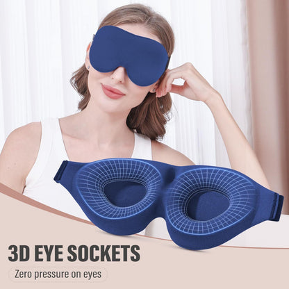 Pink 3D Contoured Sleep Eye Mask - 360 Degree Blackout Blindfold with Adjustable Strap and Nose Wing Design for Side Sleepers, Travel and Nap