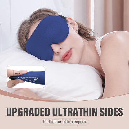 Pink 3D Contoured Sleep Eye Mask - 360 Degree Blackout Blindfold with Adjustable Strap and Nose Wing Design for Side Sleepers, Travel and Nap