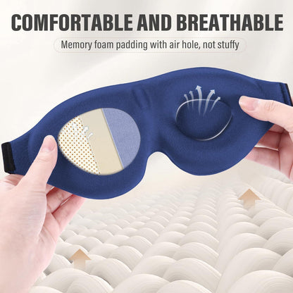 Purple 3D Contoured Sleep Eye Mask - 360 Degree Blackout Blindfold with Adjustable Strap and Nose Wing Design for Side Sleepers, Travel and Nap