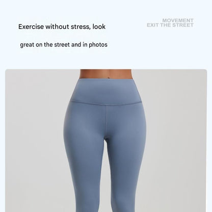 Grey S Size Women's High Waist 3/4 Yoga Leggings - Peach Hip Lift Design, Breathable Stretch Fabric for Gym Running and Daily Wear