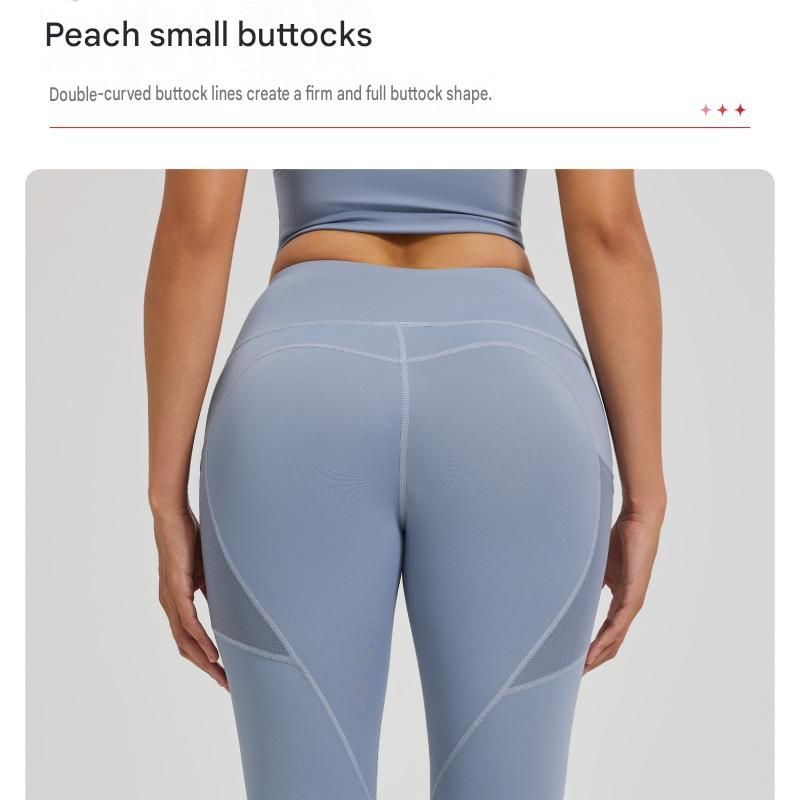 Grey M Size Women's High Waist Yoga Leggings with Mesh Side Pockets - Squat Proof, Peach Hip Lift, Breathable Stretch Fabric for Gym Running ã€Pilates Wea and Daily Wear