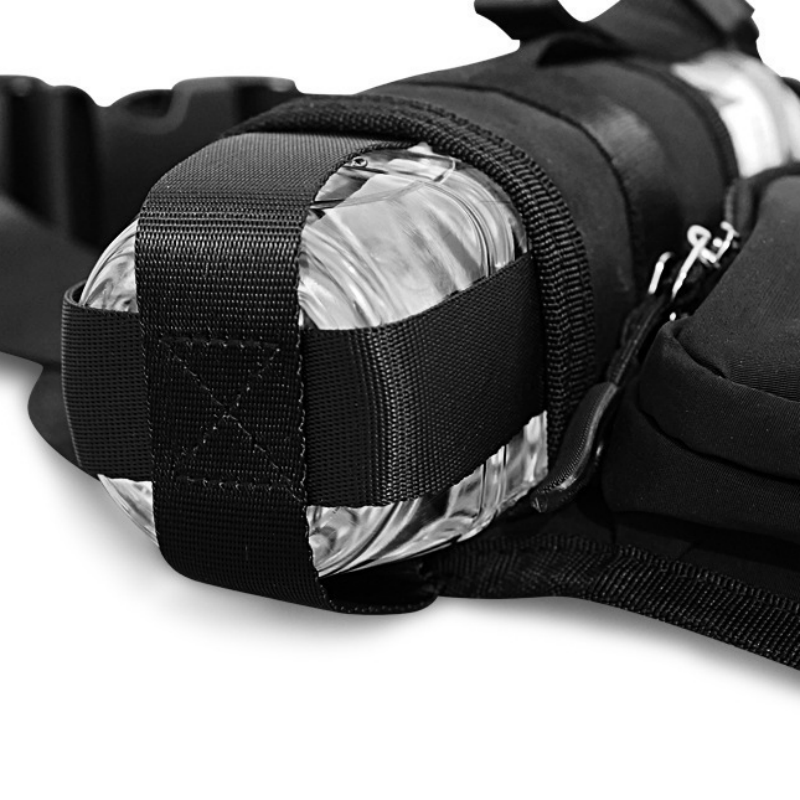 Black Waterproof Sports Waist Bag with Water Bottle Holder - Lightweight Oxford Fabric, Multi-Pocket Design for Running, Gym and Outdoor Activities