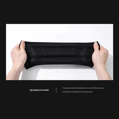 Grey M Size Running Waist Belt - High Stretch Spandex Nylon Blend, 360-Degree Storage Pocket, Breathable Mesh Design for Running and Gym Use