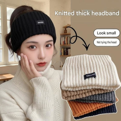 Grey Women's Knitted Headkerchief- Soft Yarn Wide Ear Warmer Head Wrap, Stretchy Non-Slip Forehead Protector for Sports, Yoga, Postpartum Care and Winter Outdoor Activities
