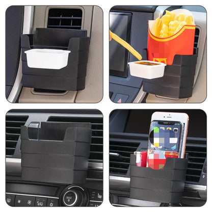 Black Car Air Vent French Fries Holder - Plastic Multi-Function Cup Organizer with Sauce Tray for Fast Food, Phones and Small Items, Universal Fit for Horizontal and Round Vents