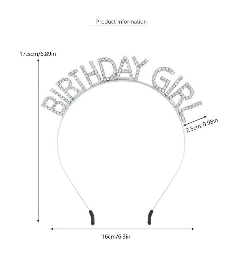 Golden Birthday Girl Rhinestone decorative headband - Alloy Letter Hair Accessory with Sparkling Crystals for Women and Girls, Party Photo Prop and Celebration Gift