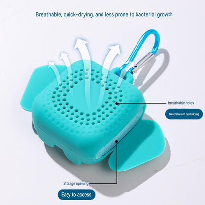 Green Portable Quick Dry Towel with  Elephant Storage Box  - Microfiber Cooling Sports Sweat Towel with Silicone Case  for Gym Swimming Travel