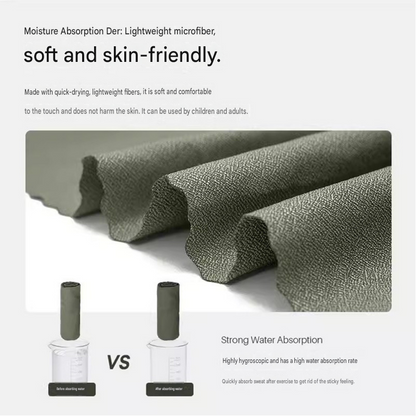 Green Portable Quick Dry Towel with  Elephant Storage Box  - Microfiber Cooling Sports Sweat Towel with Silicone Case  for Gym Swimming Travel