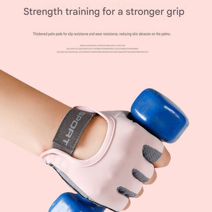Pink M size Women's Half-Finger Fitness Gloves - Liquid Silicone Shock Absorption, Ice Silk Breathable Fabric, Non-Slip Grip for Gym Yoga Cycling Weight Training