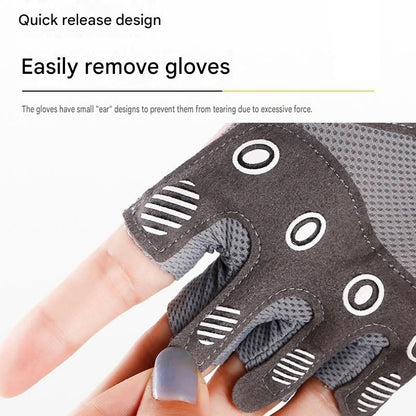 Pink M size Women's Half-Finger Fitness Gloves - Liquid Silicone Shock Absorption, Ice Silk Breathable Fabric, Non-Slip Grip for Gym Yoga Cycling Weight Training