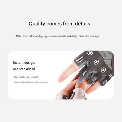 Grey L size Women's Half-Finger Fitness Gloves - Liquid Silicone Shock Absorption, Ice Silk Breathable Fabric, Non-Slip Grip for Gym Yoga Cycling Weight Training