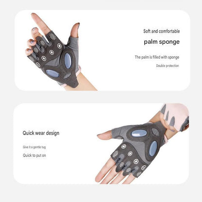 Black S size Women's Half-Finger Fitness Gloves - Liquid Silicone Shock Absorption, Ice Silk Breathable Fabric, Non-Slip Grip for Gym Yoga Cycling Weight Training