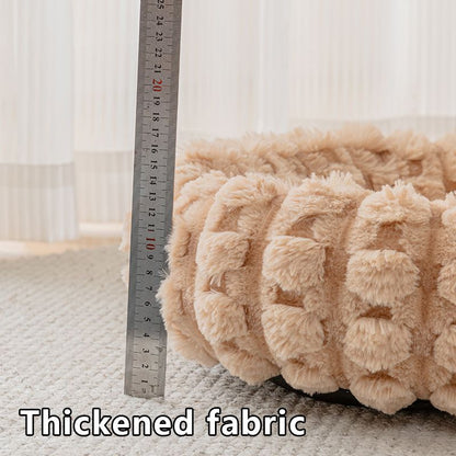 White 40cm with Heart-patterned jacquard Plush Round Pet Bed - Soft Donut Cat Bed, Warm Winter Dog Cushion for Anxiety Relief and Cozy Sleep, Durable Non-Slip Nest for Small to Medium Pets