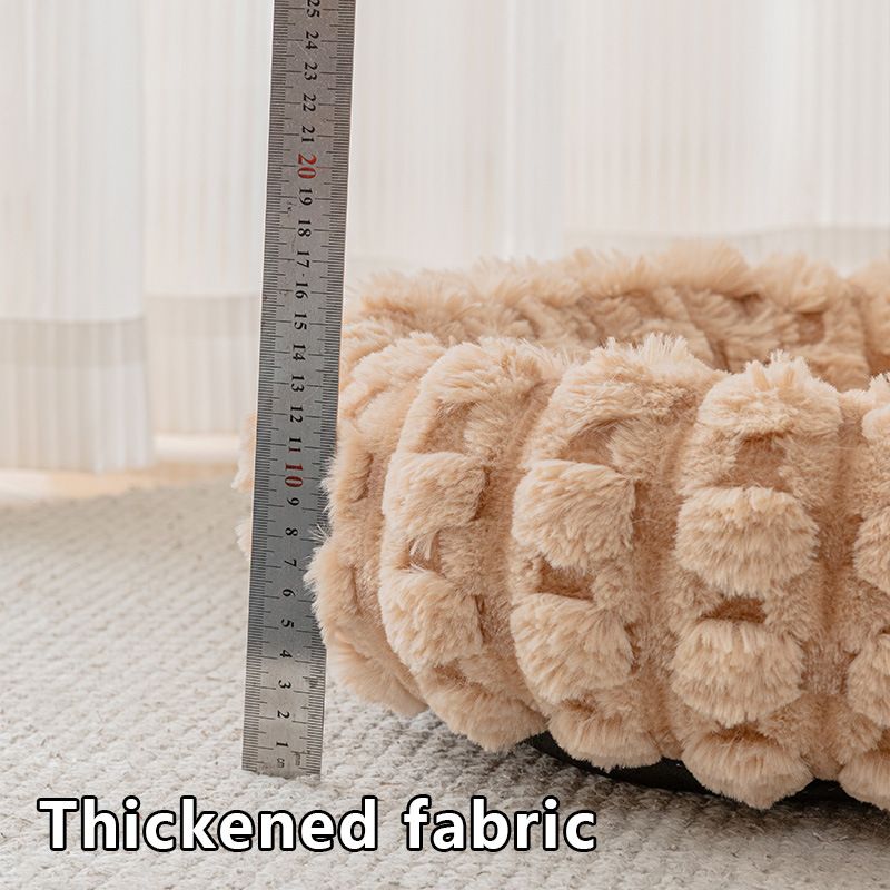 White 50cm with Heart-patterned jacquard Plush Round Pet Bed - Soft Donut Cat Bed, Warm Winter Dog Cushion for Anxiety Relief and Cozy Sleep, Durable Non-Slip Nest for Small to Medium Pets