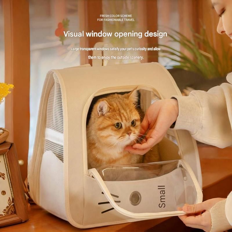 Blue Breathable Pet Carrier Backpack - Nylon Cat Travel Bag with Large Clear Window, 3-in-1 Carry Design for Cats Under 6kg and Small Dogs