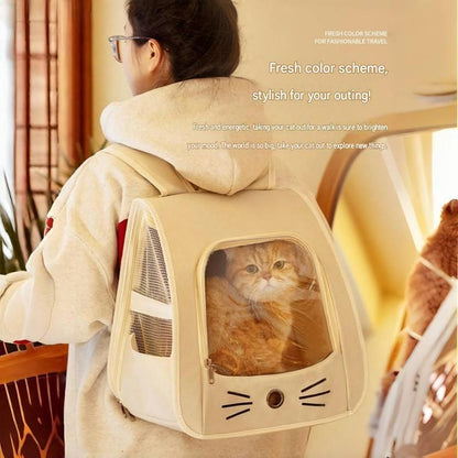 Blue Breathable Pet Carrier Backpack - Nylon Cat Travel Bag with Large Clear Window, 3-in-1 Carry Design for Cats Under 6kg and Small Dogs