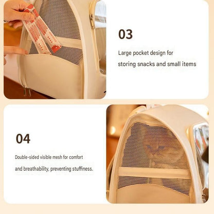 Grey Breathable Pet Carrier Backpack - Nylon Cat Travel Bag with Large Clear Window, 3-in-1 Carry Design for Cats Under 6kg and Small Dogs