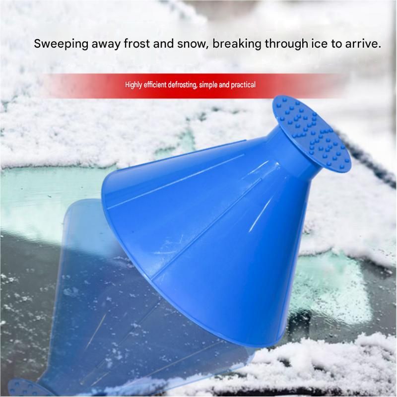 Green Multi-Function Car Windshield Ice Scraper - 4-in-1 Plastic Snow Removal Tool with Funnel Design, Lightweight Portable De-Icer for Winter Driving Safety