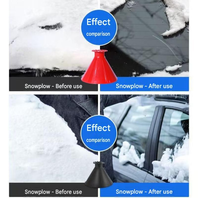 Green Multi-Function Car Windshield Ice Scraper - 4-in-1 Plastic Snow Removal Tool with Funnel Design, Lightweight Portable De-Icer for Winter Driving Safety