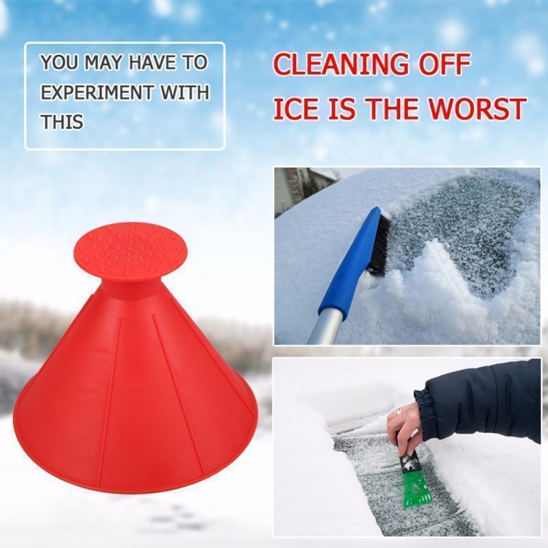 Black Multi-Function Car Windshield Ice Scraper - 4-in-1 Plastic Snow Removal Tool with Funnel Design, Lightweight Portable De-Icer for Winter Driving Safety