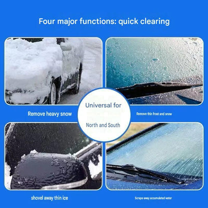 Black Multi-Function Car Windshield Ice Scraper - 4-in-1 Plastic Snow Removal Tool with Funnel Design, Lightweight Portable De-Icer for Winter Driving Safety