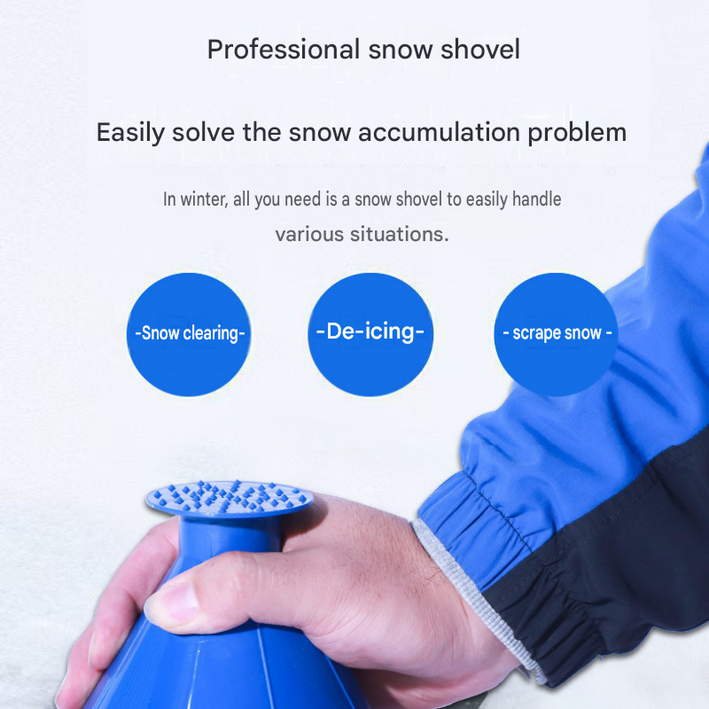 Black Multi-Function Car Windshield Ice Scraper - 4-in-1 Plastic Snow Removal Tool with Funnel Design, Lightweight Portable De-Icer for Winter Driving Safety