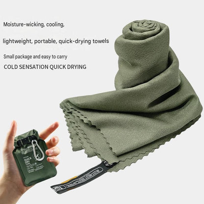 Black 50x100cm Portable Quick Dry Sports Towel - Ultra-Light Microfiber Cooling Towel with Waterproof Pouch, Fast Drying Sweat Absorbent Travel Gym Towel for Outdoor Fitness and Swimming