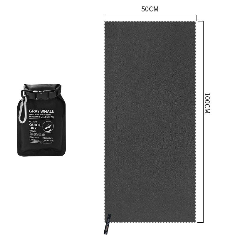 Black 50x100cm Portable Quick Dry Sports Towel - Ultra-Light Microfiber Cooling Towel with Waterproof Pouch, Fast Drying Sweat Absorbent Travel Gym Towel for Outdoor Fitness and Swimming